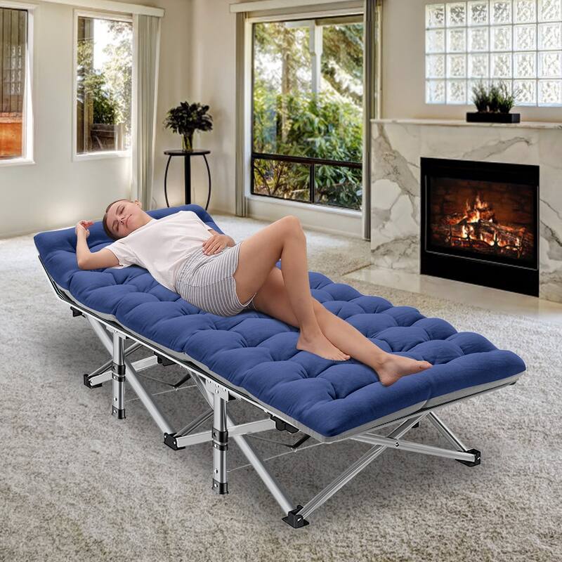 75" Folding Camping Bed with 3.3 Inch Mattress, Portable Sleeping Cot
