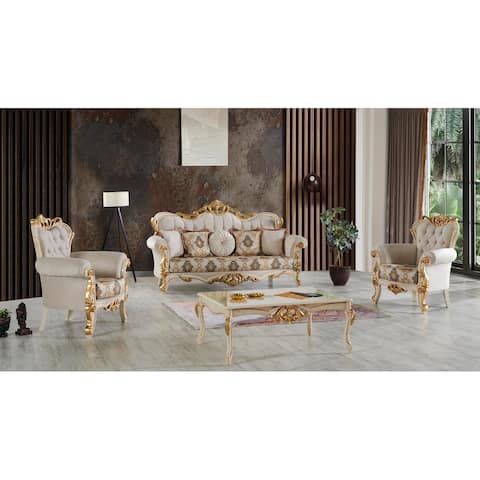Buse Traditional 4 Pieces Living Room Set 1 Sofa 2 Chair 1 Coffe Table