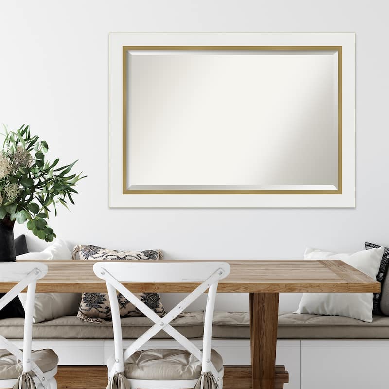 Beveled Wall Mirror - Eva White Gold Frame - Eva White Gold