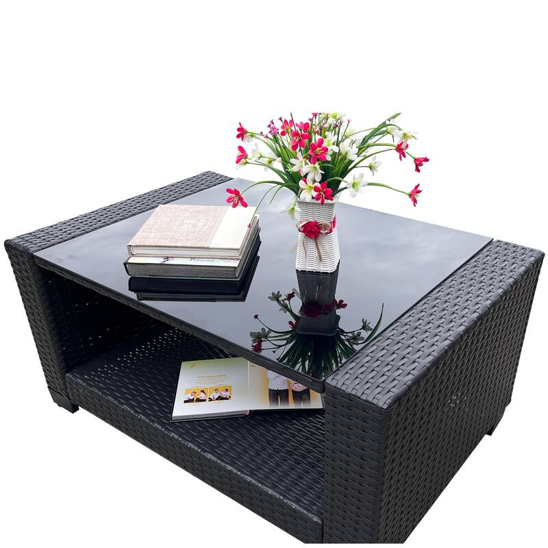 7-Piece PE Rattan Wicker Cushioned Sofa Set