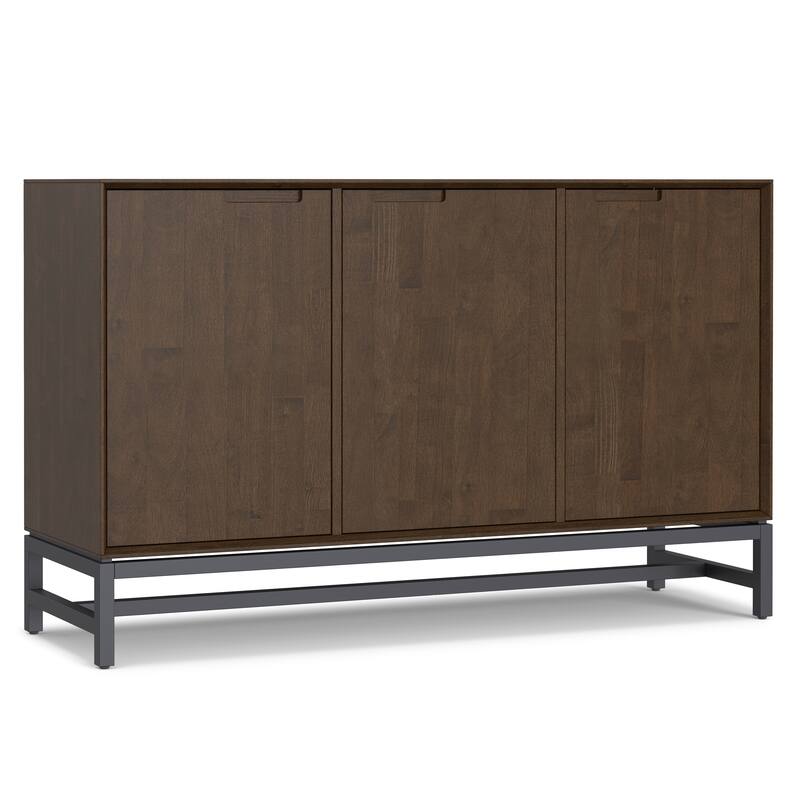 Simpli Home Banting SOLID HARDWOOD & Metal 58x18" Rectangle Modern 3 Door Sideboard Buffet - 18" D x 58" W x 36" H