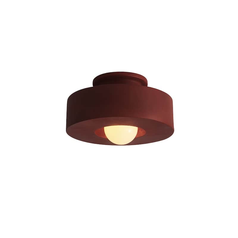 Shaker Resin Round Drum Single Semi Flush Mount Ceiling Light