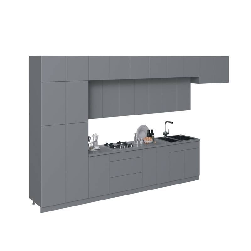 Kitchen Serene Collection Gray & White Gloss Color Base Size 15Ft Wide - 180x107 - Silver