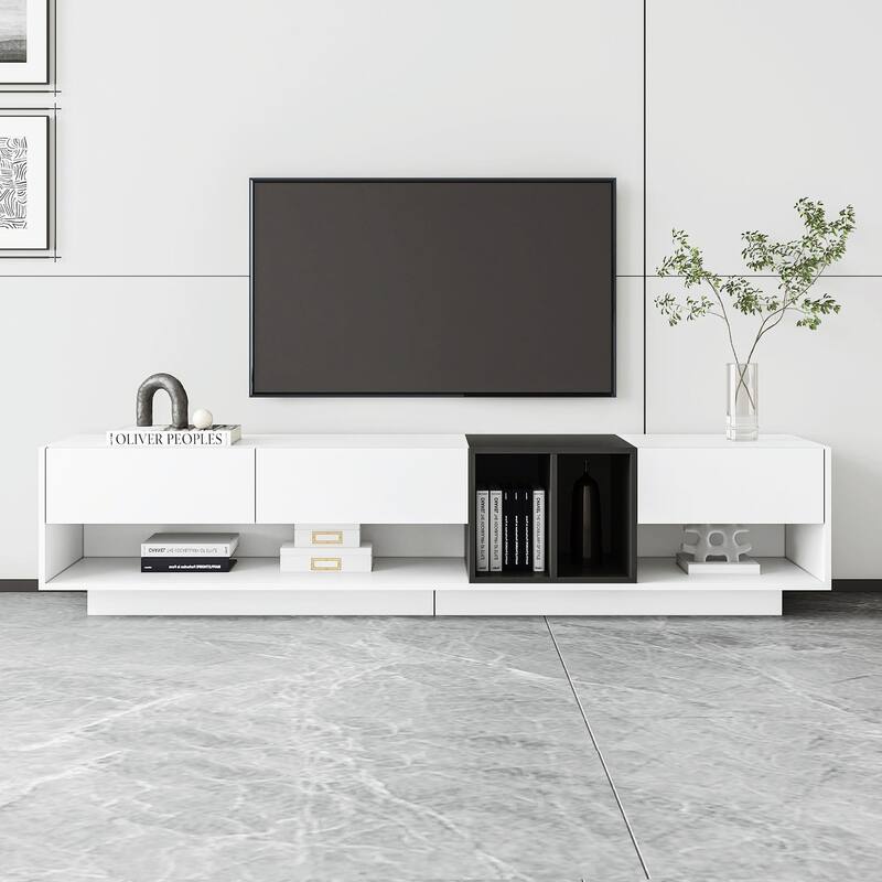 Stylish TV Stand with Storage, Two-Tone Media Console for up to 80'' TVs