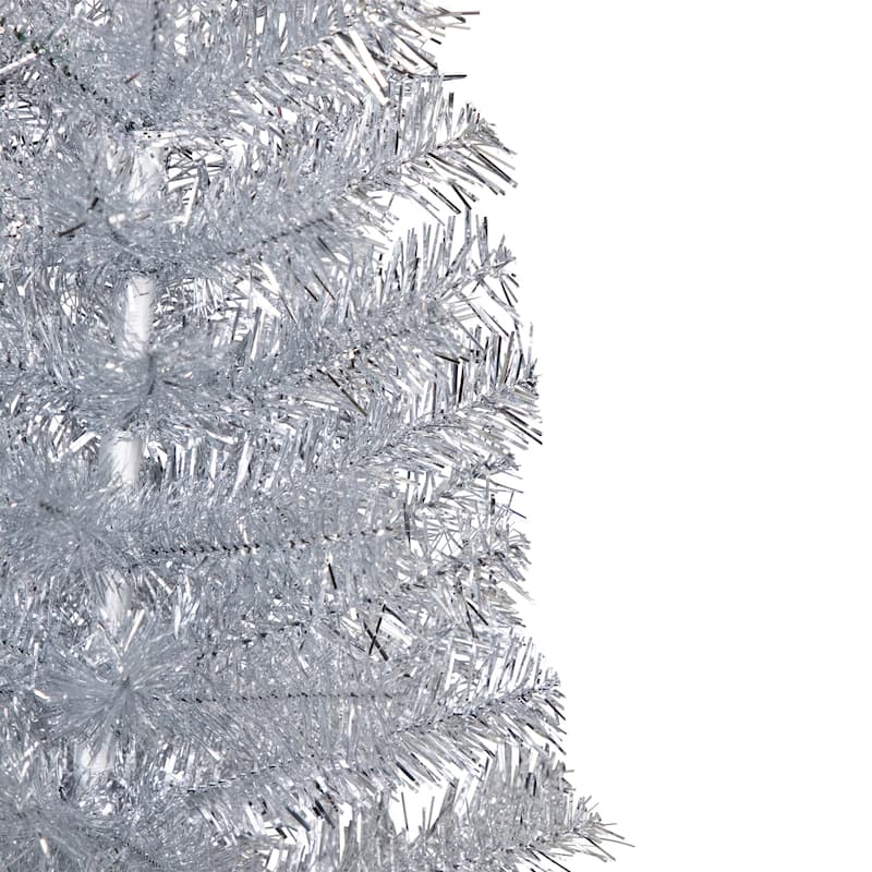 Artificial Tinsel Christmas Tree - 3' - Silver - Unlit - 3 Foot
