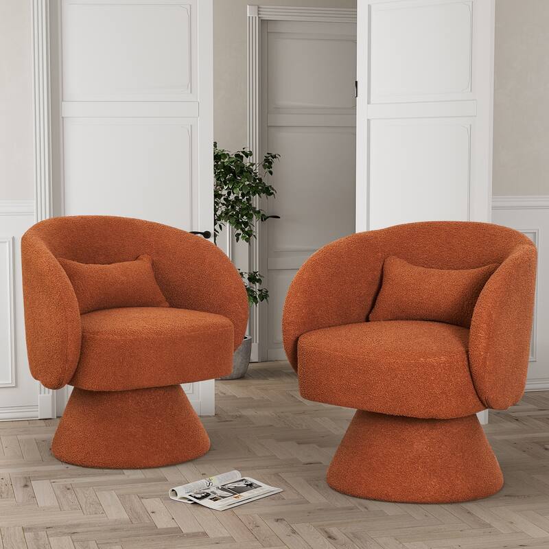 Ouyessir Teddy Sherpa Upholstered Swivel Cuddle Barrel Sofa Chairs