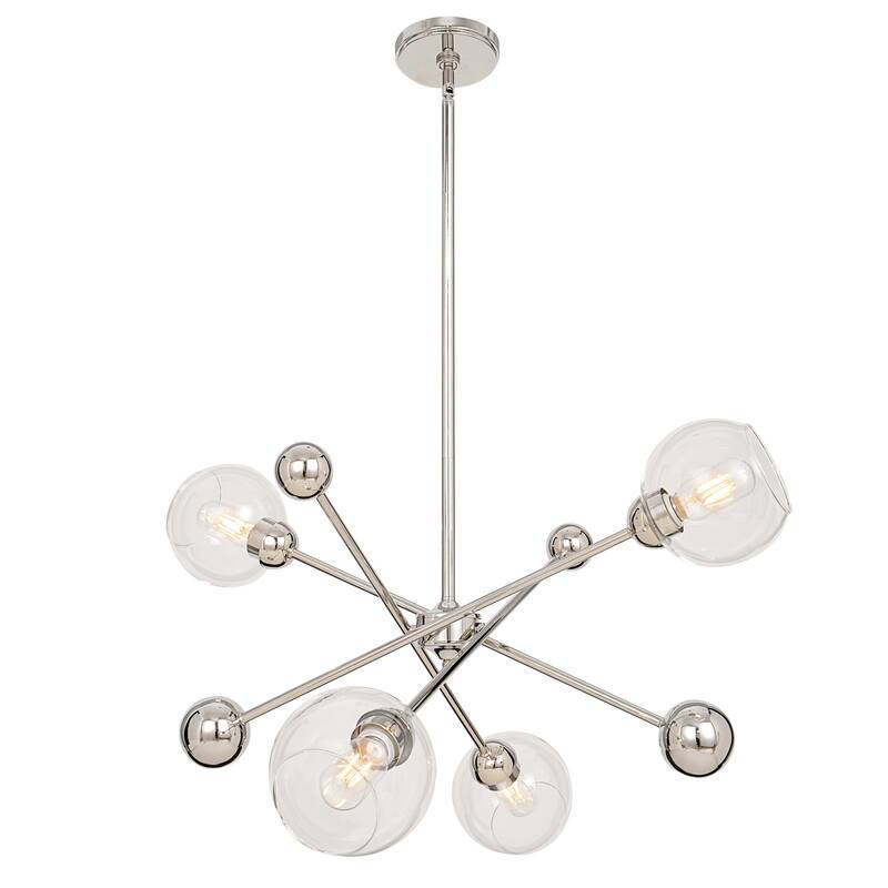 LamQee Sputnik Metal Chandelier with Clear Glass Globe Shades