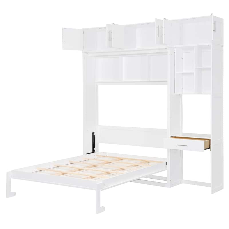 Full Murphy Bed with Desk & Top Storage