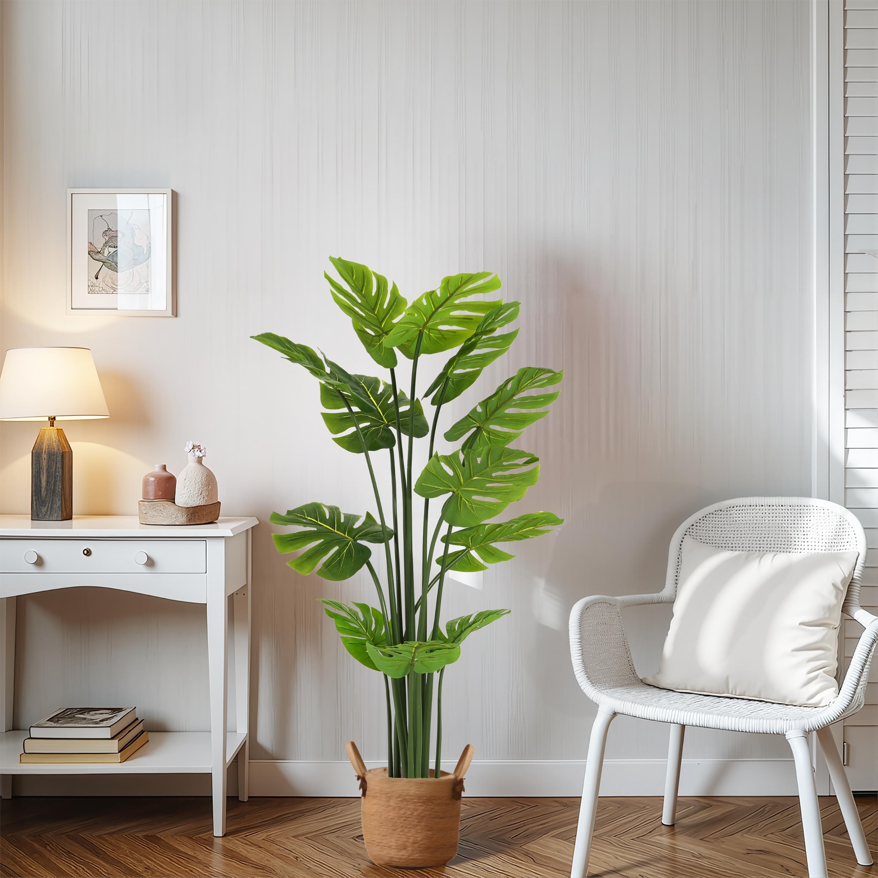 Christopher Knight Home-Andy Artificial Monstera Plant with Black Plastic Pot