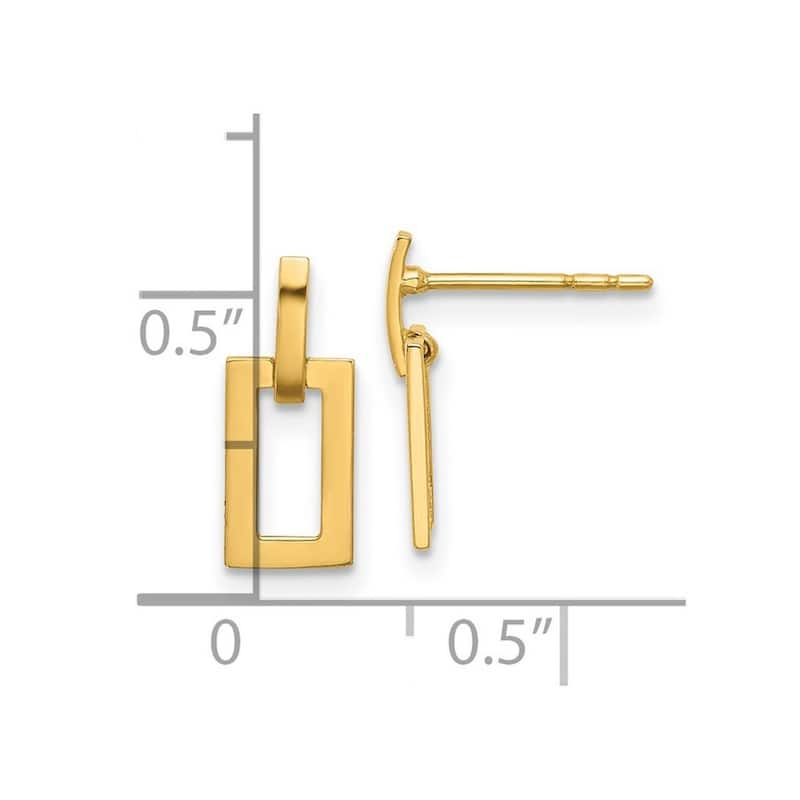 Curata 14k Yellow Gold 13.3x5.4mm Geometric Dangle Post Earrings -