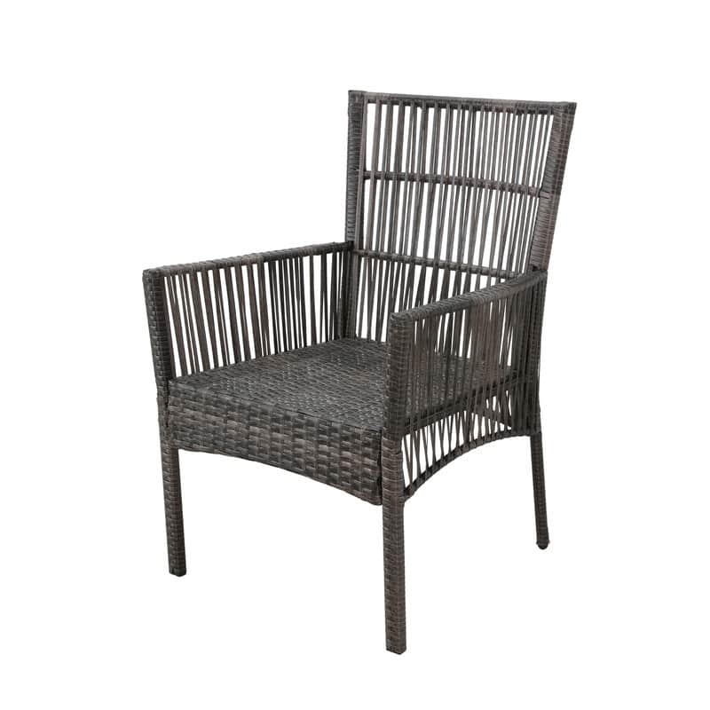 PATIO FESTIVAL Outdoor Wicker Dining Chair with Seat Cushion (2-Pack)