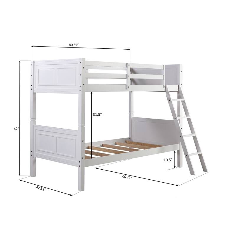 Twin Over Twin Bunk Bed with Angled Ladder Rails