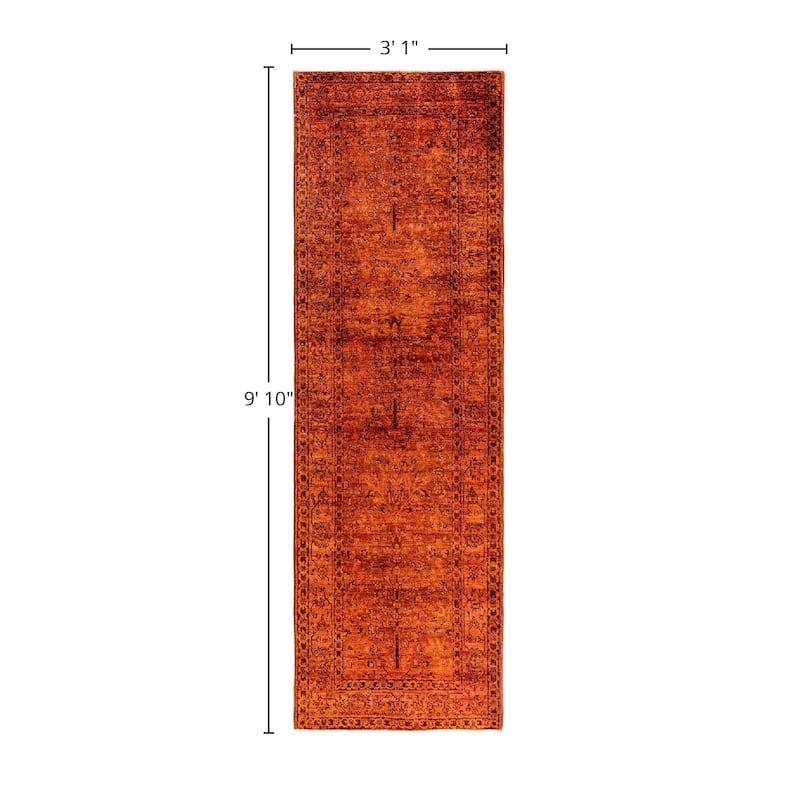Vibrance One-of-a-Kind Hand-Knotted Runner Rug - Orange, 3' 1" x 9' 10" - 3' 1" x 9' 10"