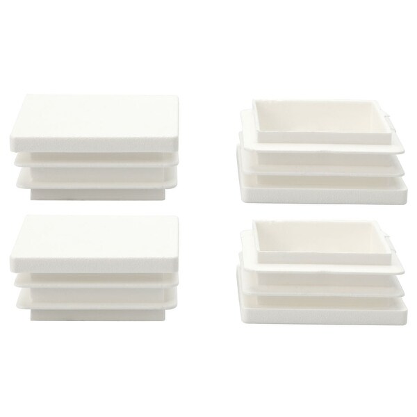 4pcs 40 x 40mm Plastic Square Ribbed Tube Inserts End Cover Cap, for 1.46" to 1.54" Inner Size, Furniture Feet Floor Protector