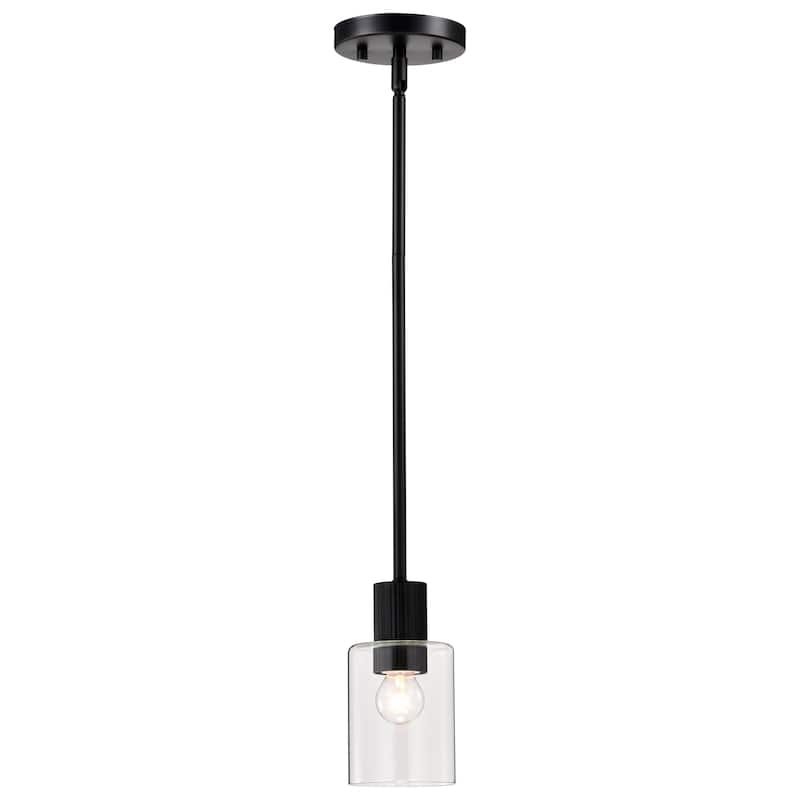 Clarksville 5 Inch Mini Pendant Matte Black with Clear Glass - Matte Black