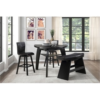 Friederike Dark-Cherry Faux Leather Triangular Dining Room Set - Bed ...