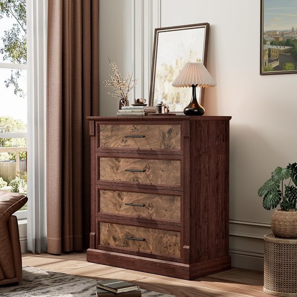 4 drawer brown dresser Garvee Farmhouse 4-Drawer for Bedroom, Tall Rustic Wooden Chest with Metal Handles, for Living Room Bedroom - On Sale - Bed Bath & Beyond Assembly required. Size:S / 4-6 master-product Azazie A-Line/Princess V-Neck Floor-Length