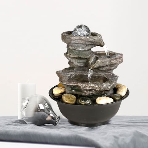 11-Inch H Indoor Rock Fountain Relaxation Waterfall Feature for Home