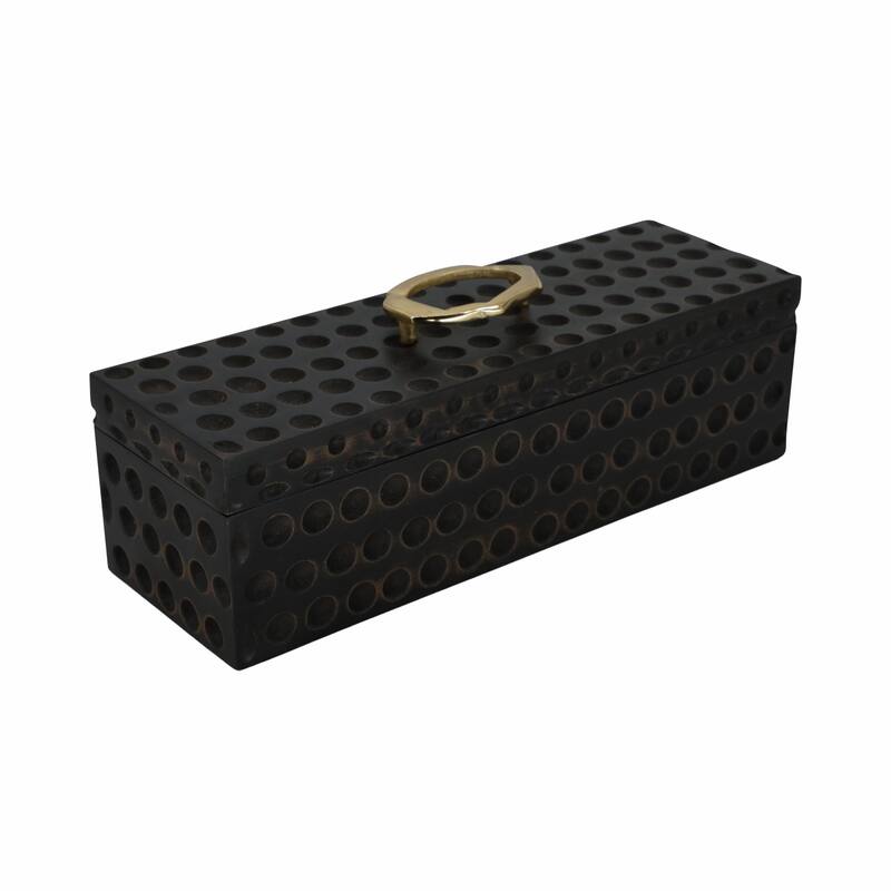 Sculptural Decorative Box with Lid and Gold Accent Handle - 7"