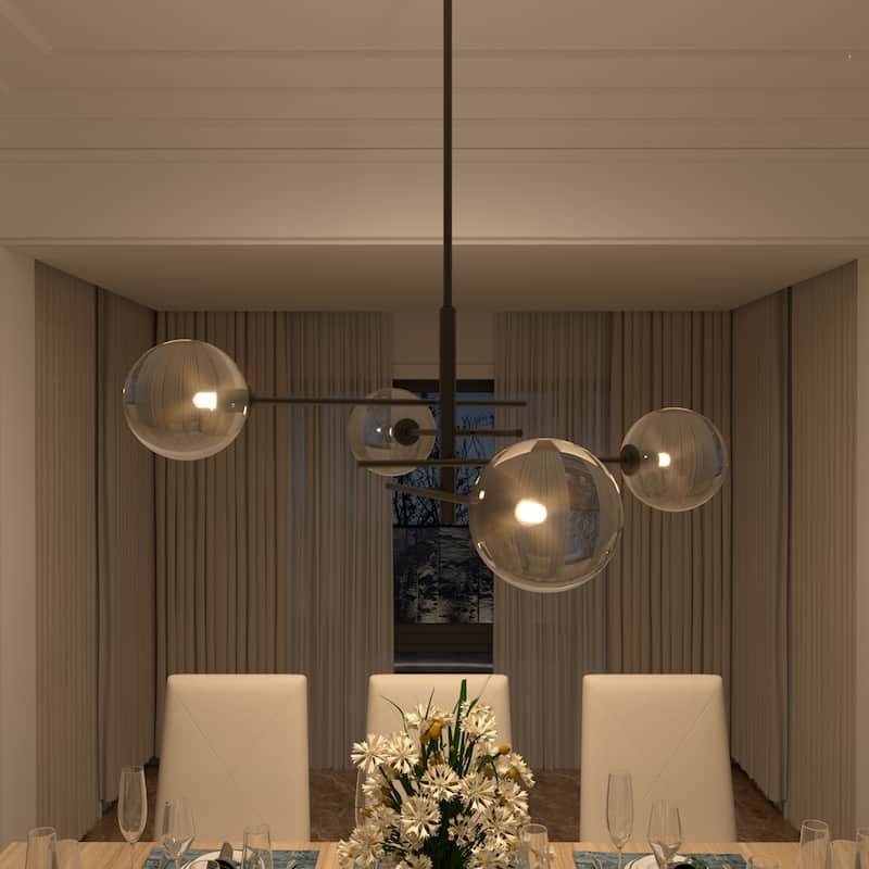 Acroma 4-light Modern Farmhouse Black/ Gold Sputnik Chandelier