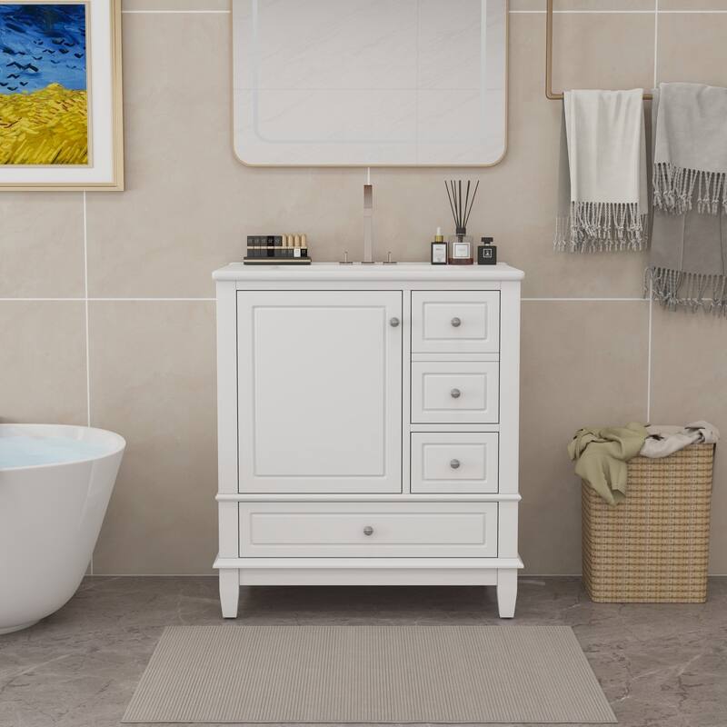 30"Freestanding Bathroom Vanity with Ceramic Sink