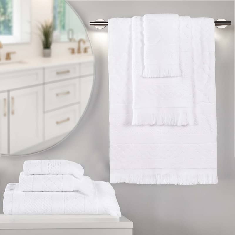 Superior Rolla Cotton Geometric Jacquard Plush Soft 6 Piece Towel Set