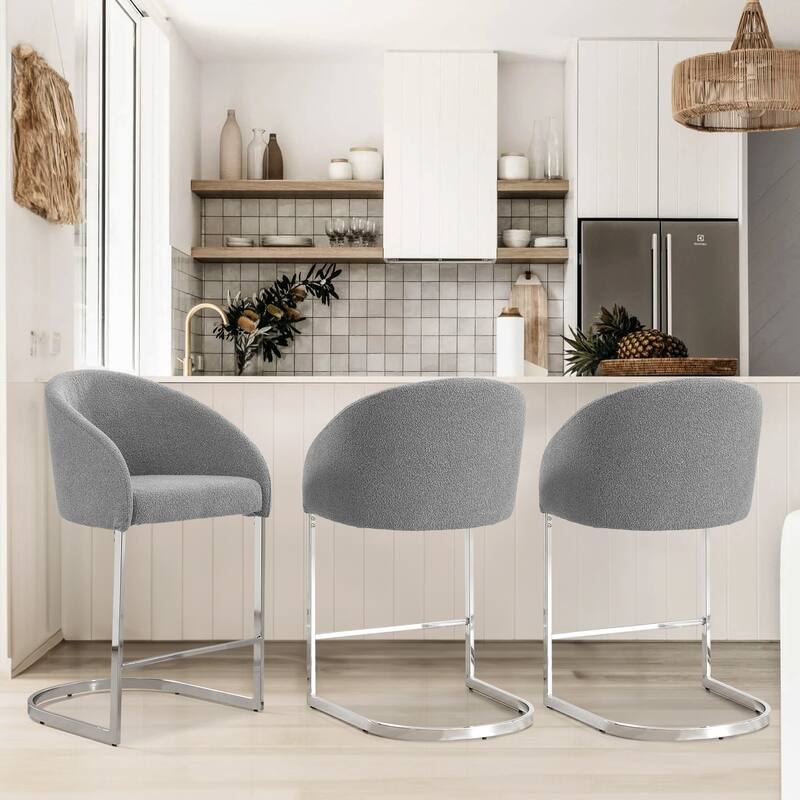 26" Fabric Upholstered Counter Height Bar Stools with Arms - 37" H x 22.4" W x 22" D