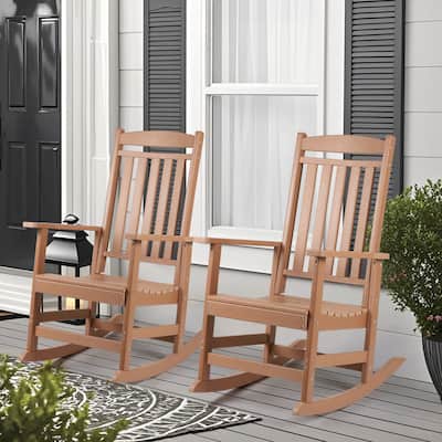 Vrakae All Weather Outdoor High Back Rocking Chair Set of 2
