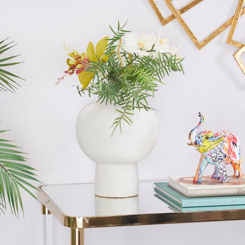 CosmoLiving by Cosmopolitan White Ceramic Handmade Decorative Vase
