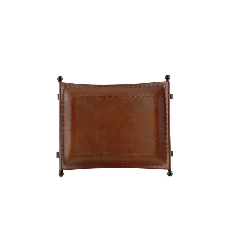 Silla Top Grain Leather Cinnamon Saddle Seat Accent Bench