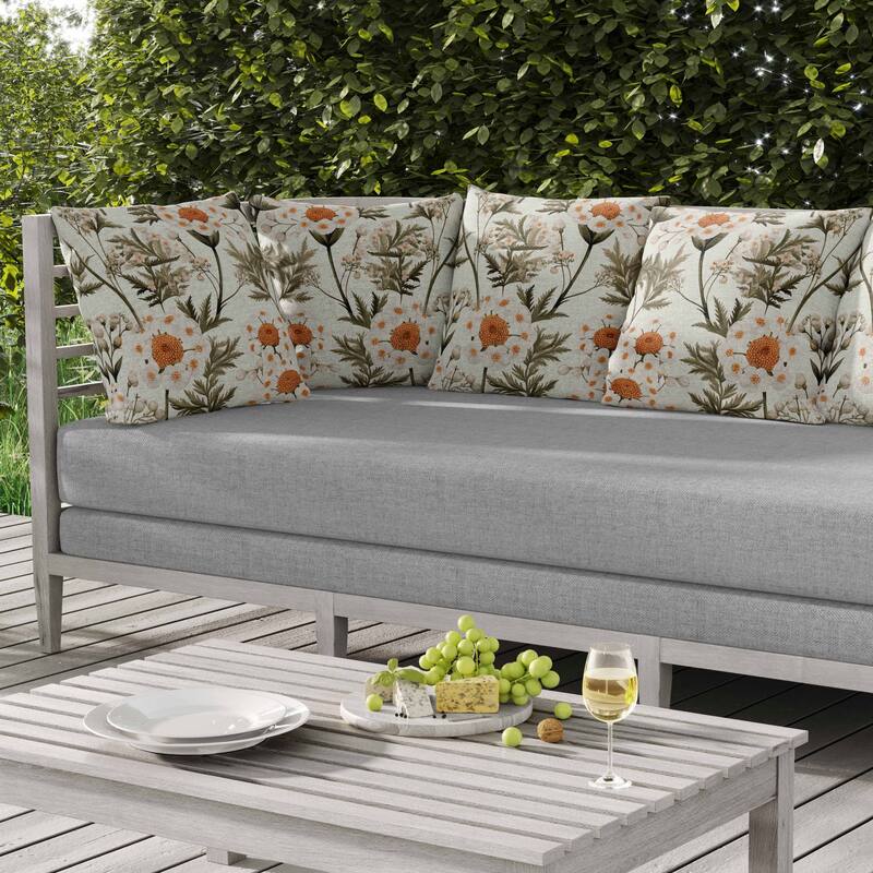Millefolium Harmony Indoor/Outdoor Reversible Throw Pillow White and Olive
