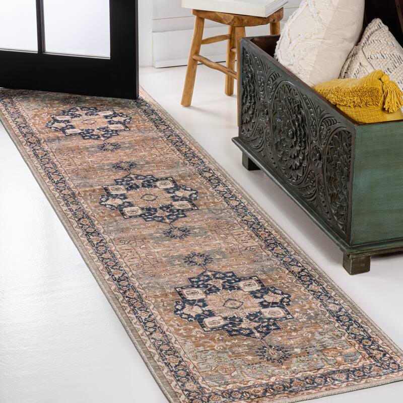JONATHAN Y Marrakesh Ornate Medallion Machine Washable Area Rug