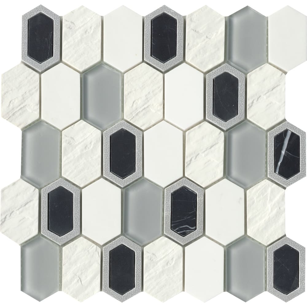 Emser Tile Literati - 12" x 12" Hexagon Geometric Mosaic Wall Tile -
