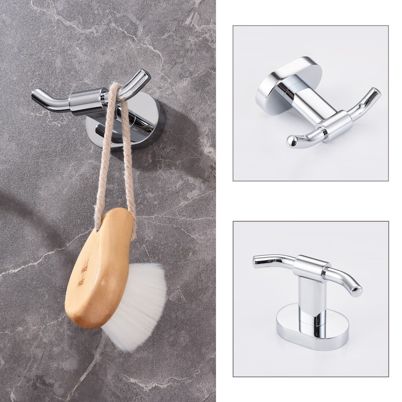 Wall Mounted Double Bathroom Towel Hooks 2 in 1 Robe Hooks(Set of 2)