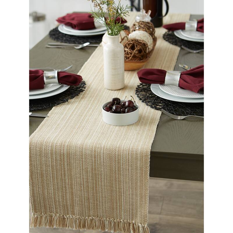 DII Variegated Taupe Fringe Table Runner 13x72