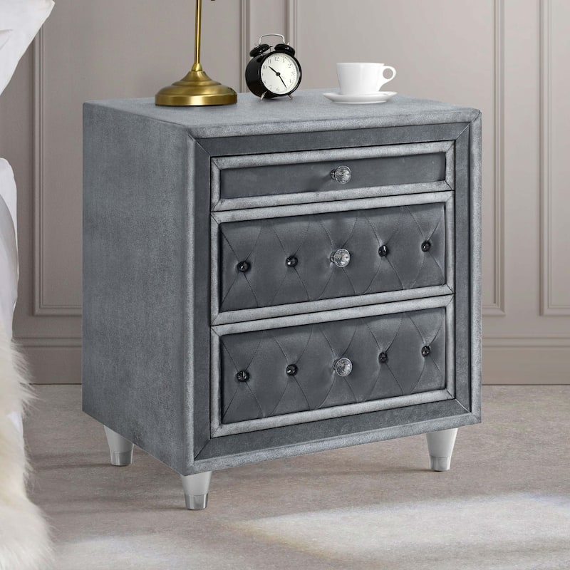 Antonella Upholstered 3-drawer Nightstand