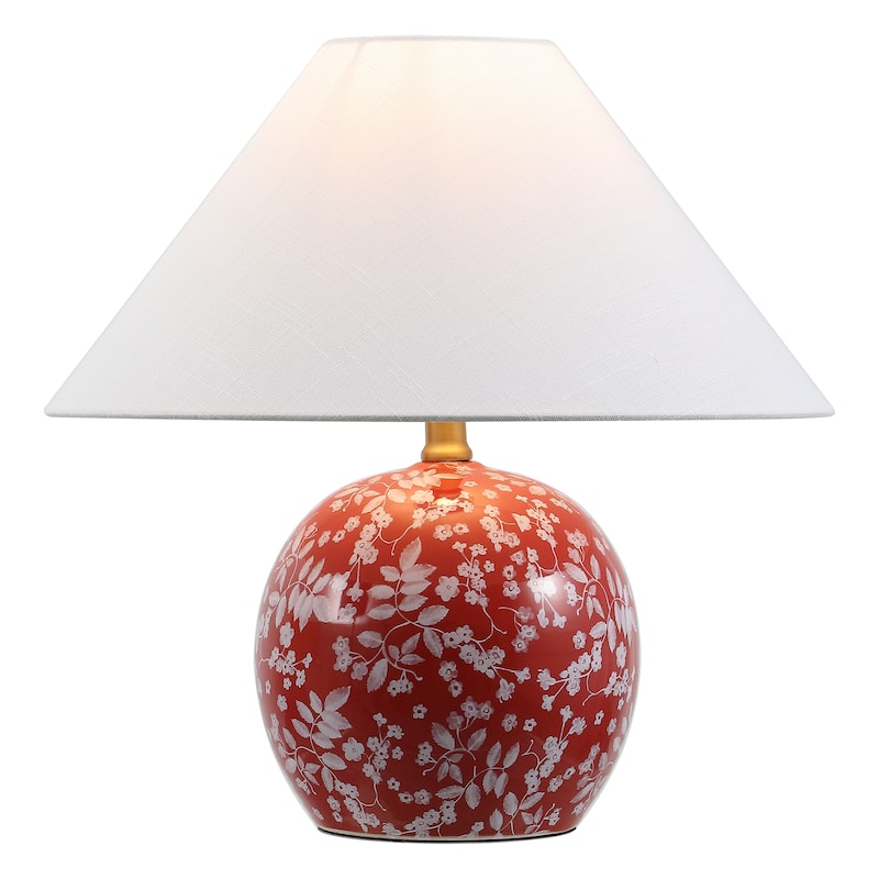 Felice 17.25" Ceramic Globe LED Table Lamp, By JONATHAN Y - Red/White