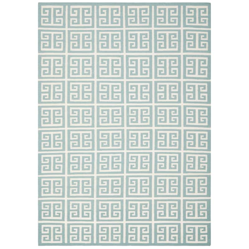 SAFAVIEH Handmade Flatweave Dhurries Oliga Modern Wool Rug - 5' x 8' - Blue/Ivory