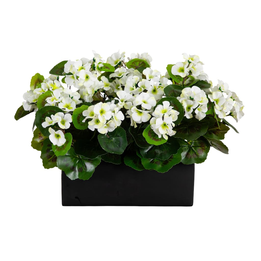 13-in UV Resistant Artificial Geranium in Rectangular Planter