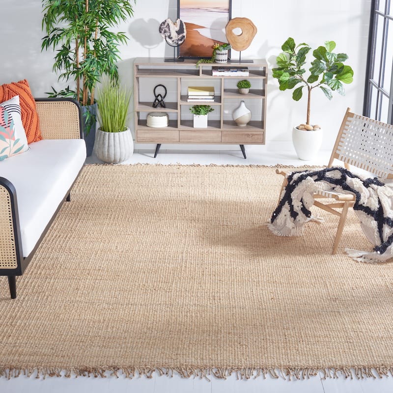 SAFAVIEH Handmade Natural Fiber Leteke Jute Fringe Rug - 11' x 15' - Ivory