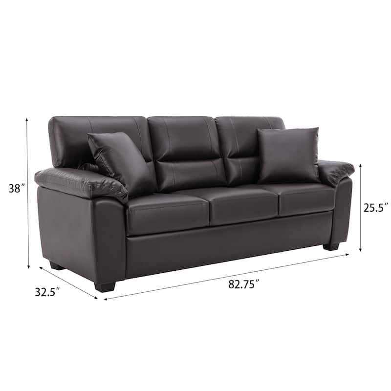 Morden Fort Upholstered Sofa for Living Room,Three-Seater Couch Faux Leather