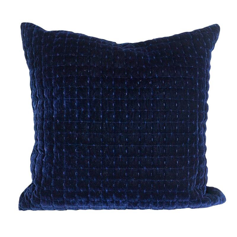 Layla Quilted Velvet Accent Pillow Cushion 18x18 Grey - Navy