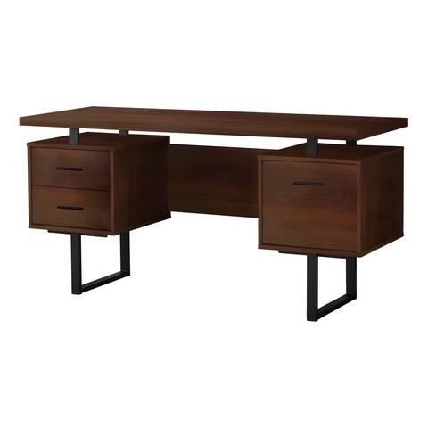 Monarch Specialties Home Office 60" Long Compact Computer Desk, Dark Wood/Metal