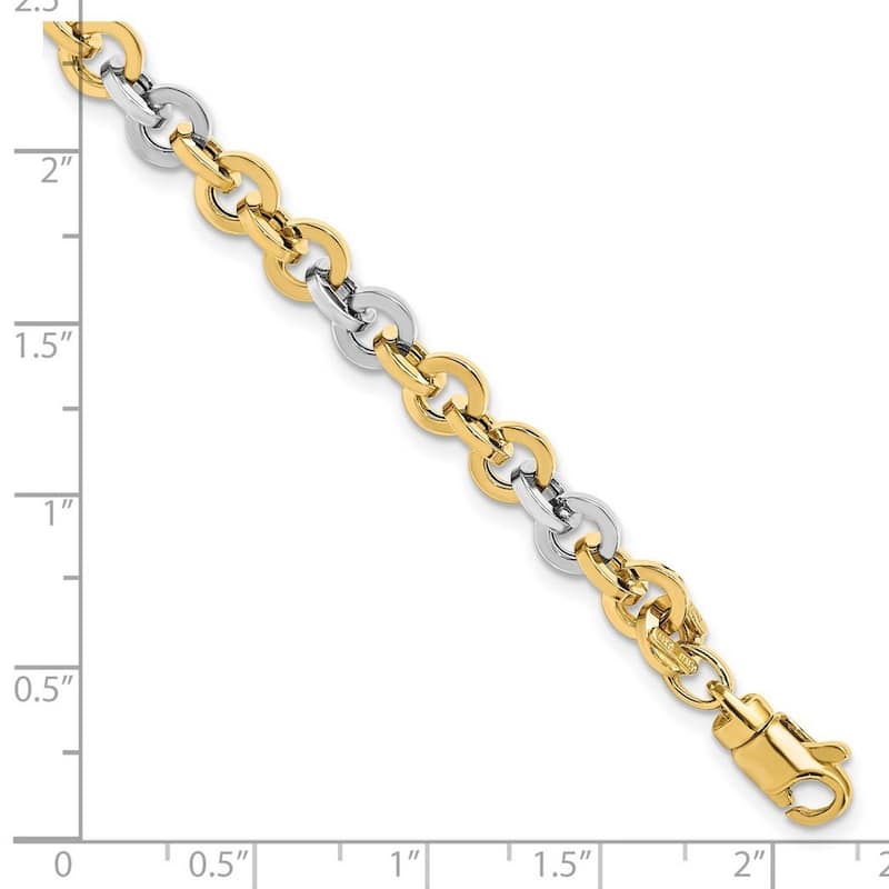Curata 14k Two tone Gold Polished Link Bracelet 7.5 Inch