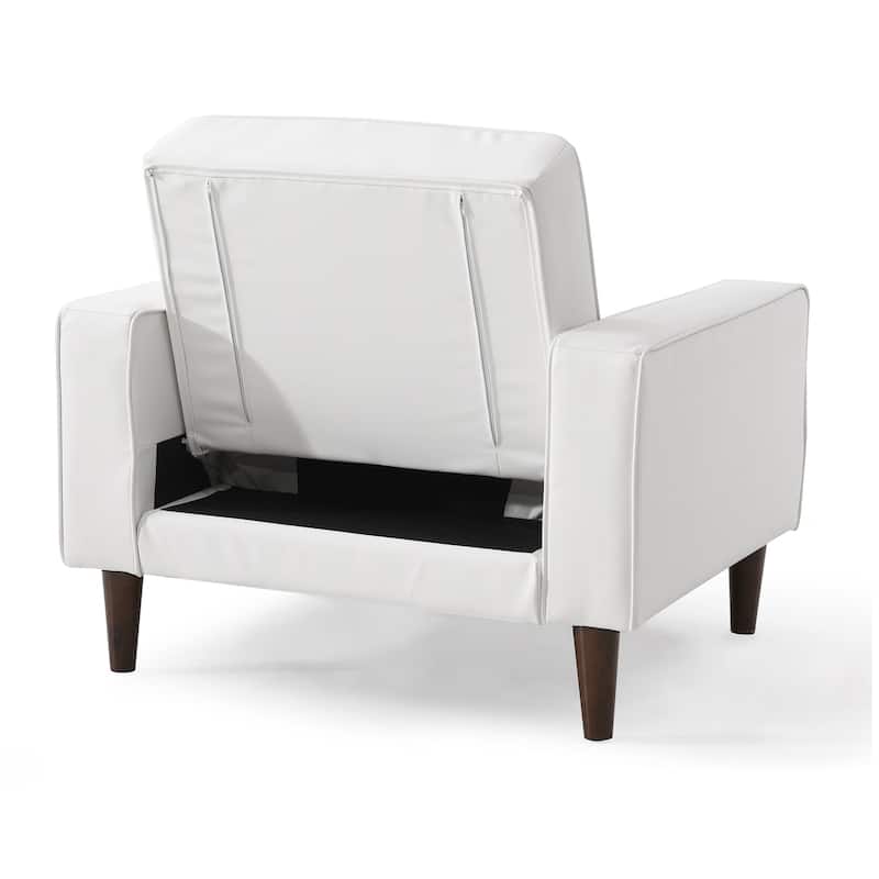 Button Tufted Sleeper Conversion Accent Chair - 36" - White