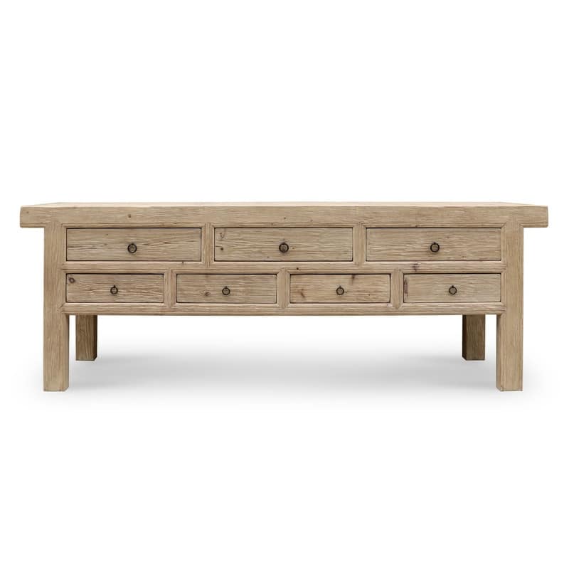 Capri 7 Drawers Sideboard Weathered Natural Pine 98x20x35H
