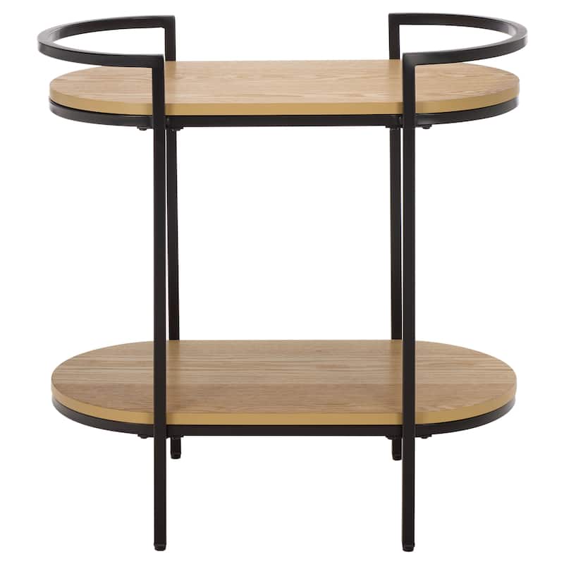 SAFAVIEH Home Inessa 2 Tier Bar Cart - 26"W x 14"D x 26"H - Black/Natural