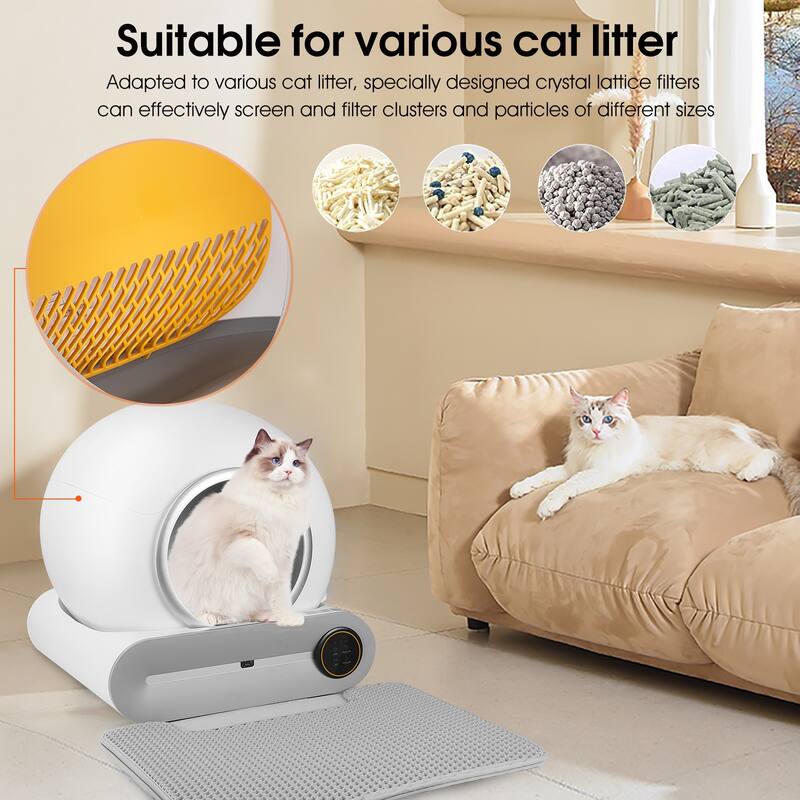 Self-Cleaning Cat Litter Box Smart Automatic Litter Pan with Liner