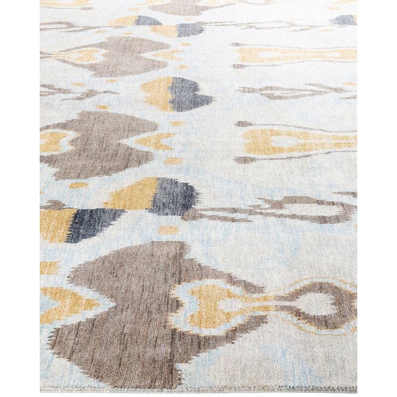 Ikat One-of-a-Kind Handmade Area Rug, Gray - 9' 2" x 12' 4"