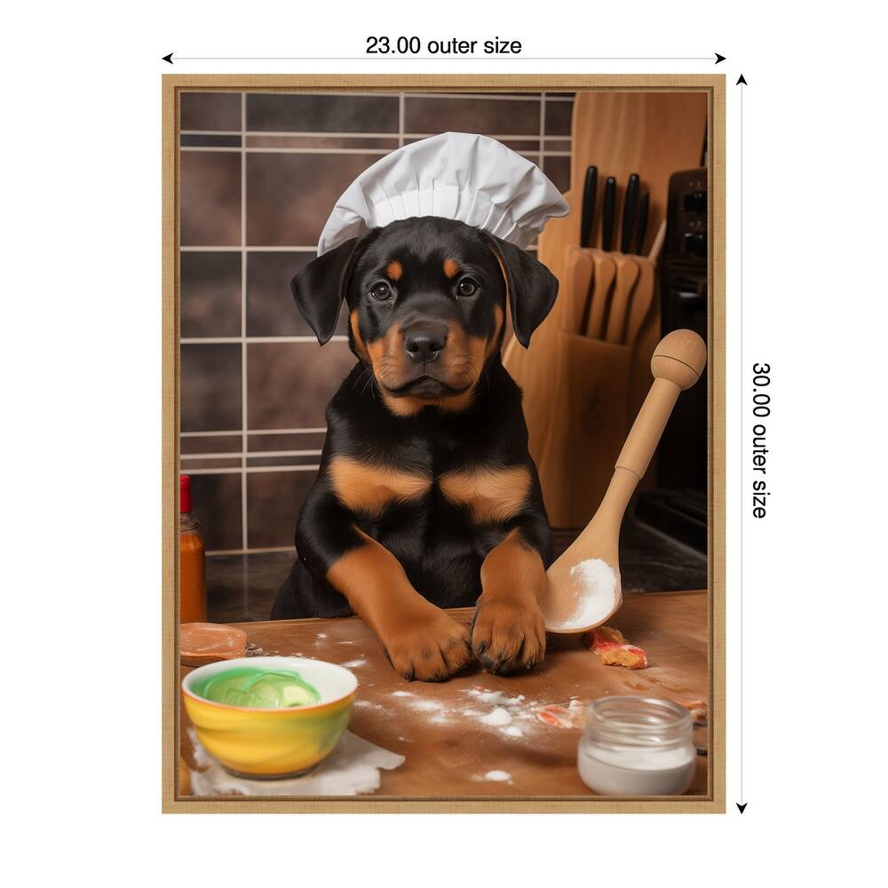 Rottweiler Puppy Chef by Andreas Magnusson Framed Canvas Wall Art